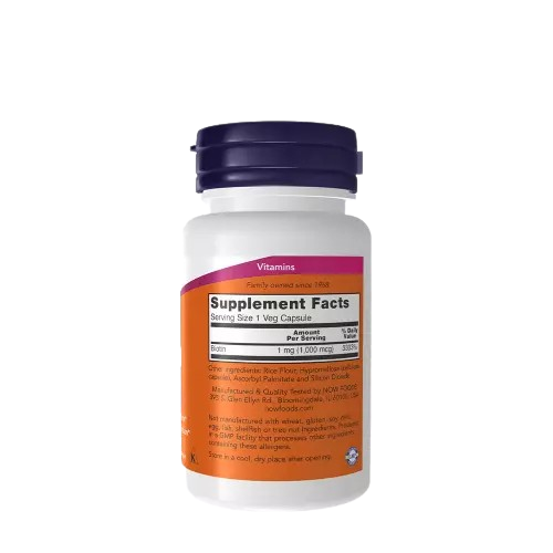 NOW Foods, Biotine, 1000 µg, 100 capsules végétariennes
