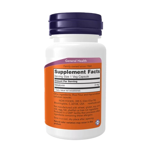 NOW Foods, Melatonin, 3 mg, 60 comprimés