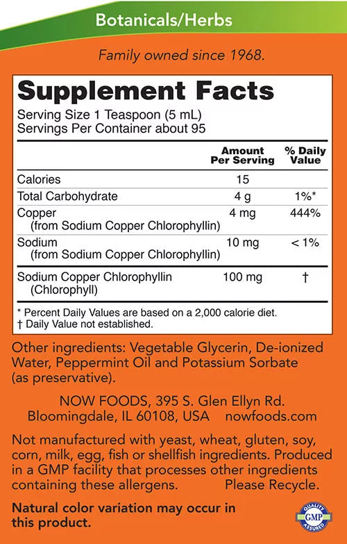 Now Foods Chlorophyll Liquid (473 ml, Menthe)