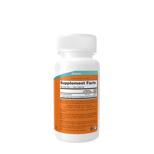 NOW Foods, Fer, 36 mg, 90 gélules végétales