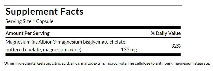 Swanson, Albion®, Glycinate de magnésium, 133 mg, 90 capsules véganes