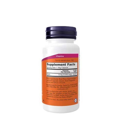 NOW Foods - Biotin 5,000 mcg (60 Capsules végétale)